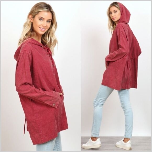 Lace- Up Mineral Washed Hoodie  - Picture 2 of 7